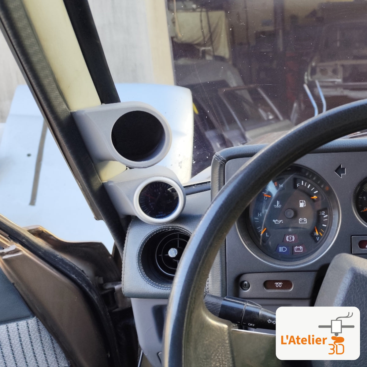 Double support de manomètres modulaire installé sur Land Cruiser série 60
