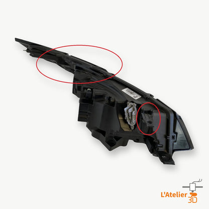 Emplacement des pattes de fixation sur le phare LED du Discovery 5