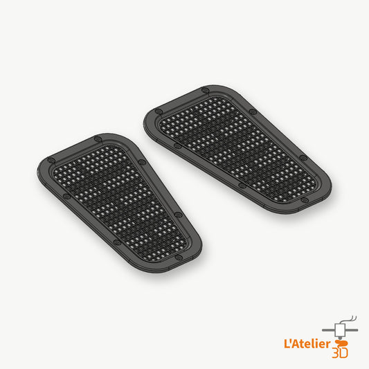 Grille d'aile avant ajourée pour Defender 90 110 130, vue de trois quarts
